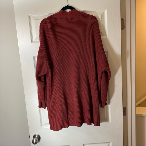Rust Rib knit, pockets Long Cardigan, Universal Threads, Large - Picture 3 of 3